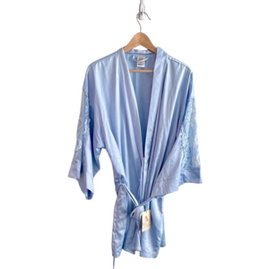 NWT❗️IN BLOOM Ladies 3/4 Sheer Lace Sleeve  Blue Lilac Robe Size XL